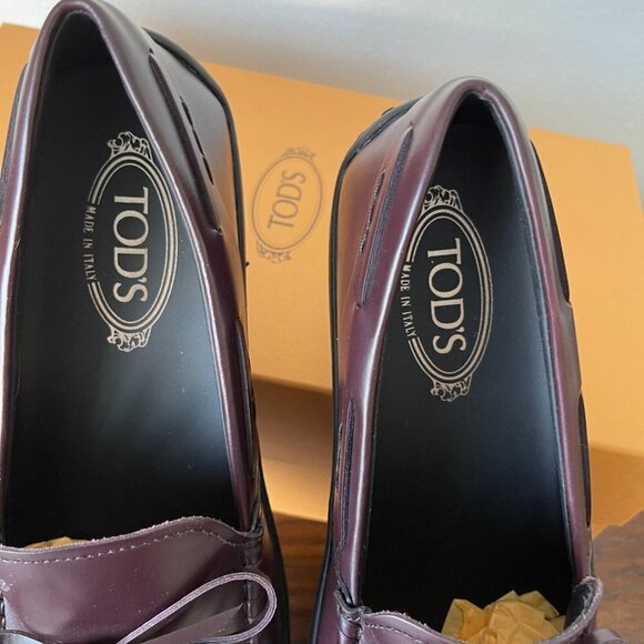 Tod's Italy Maroon Red Leather Driver Loafer shoe, XXM15C0CN50LYGR807 - Picture 4 of 9